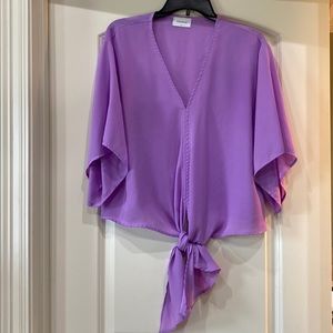 Womans blouse with tie front. Lilac